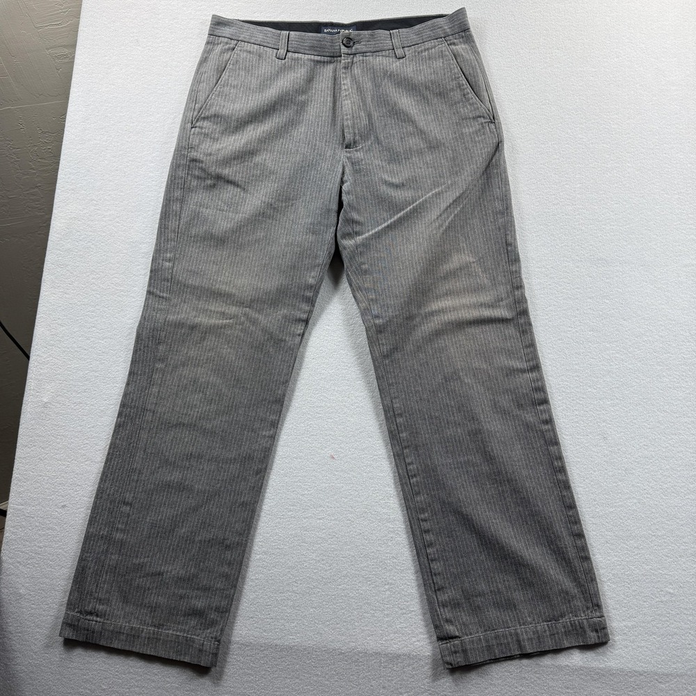 Banana Republic Pants‎ Mens 34x32 (Fits 34x30) Gray Striped Chino Straight Leg